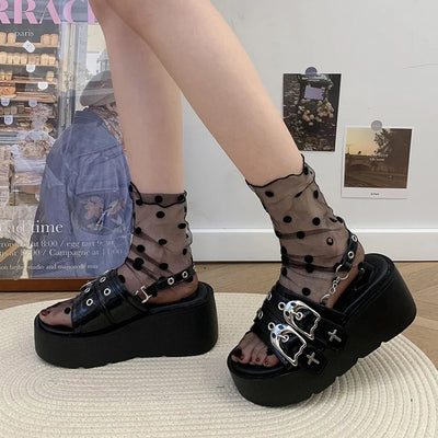 Punk Platform Wedge Sandals - Comfortable and Spicy