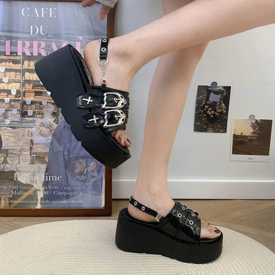 Punk Platform Wedge Sandals - Comfortable and Spicy