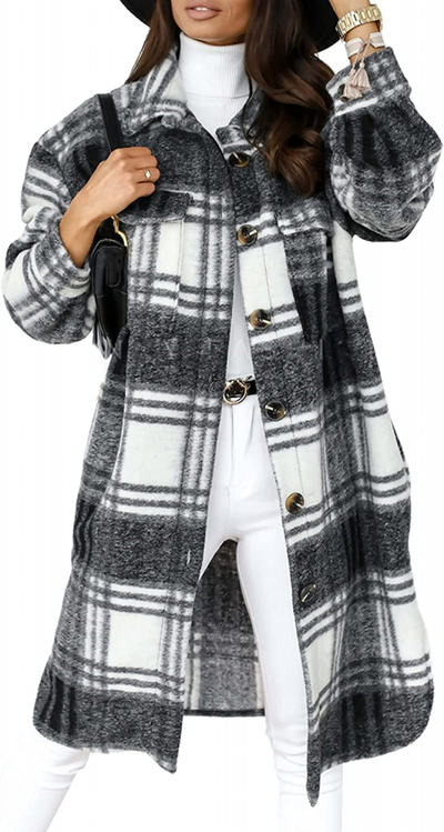 Joanne Wool Coat | Long & Stylish Plaid Winter Jacket