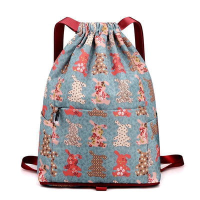 Foldable Drawstring Backpack with Large Capacity and Unique Printed Design