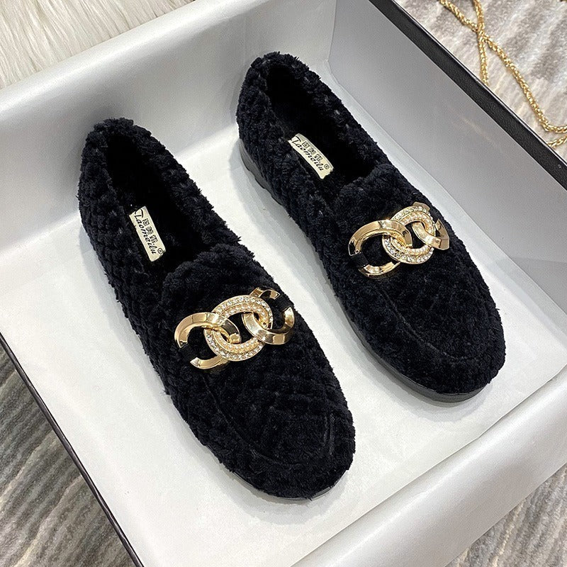 Crystalline Winter Loafers | Cozy & Stylish Plush Loafers