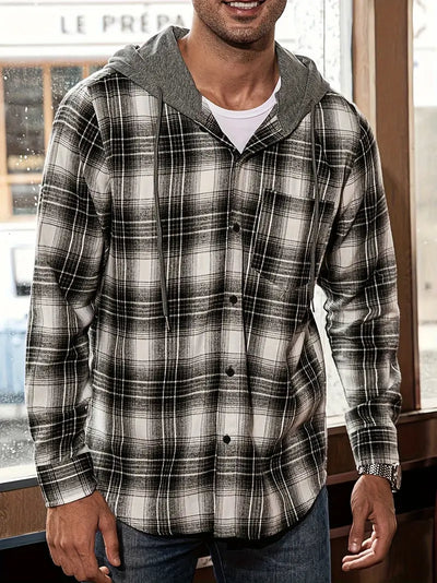 Ruben Plaid Hoodie Shirt Jacket - Loose Fit, Casual Comfort