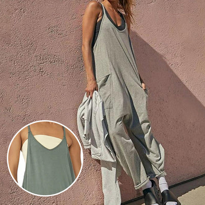 Women’s Casual Solid-Color Jumpsuit