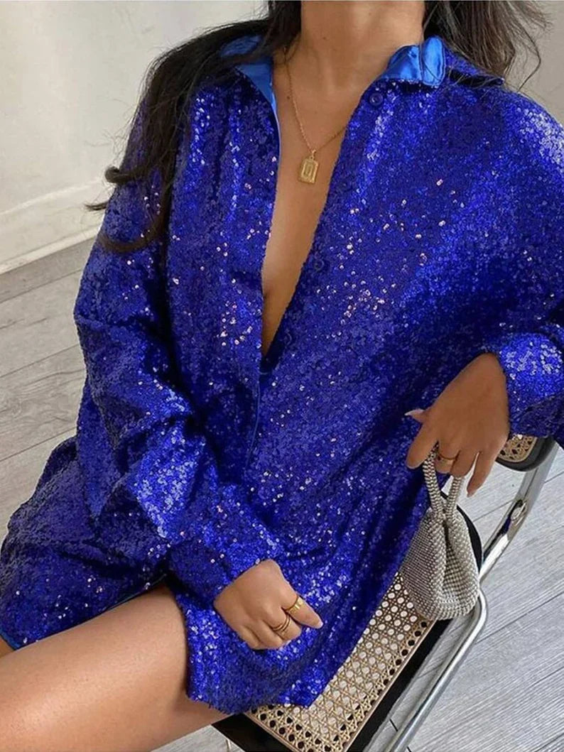 GlitteryDress™: Sparkly Oversized Blouse for Women - Party Ready & Stylish