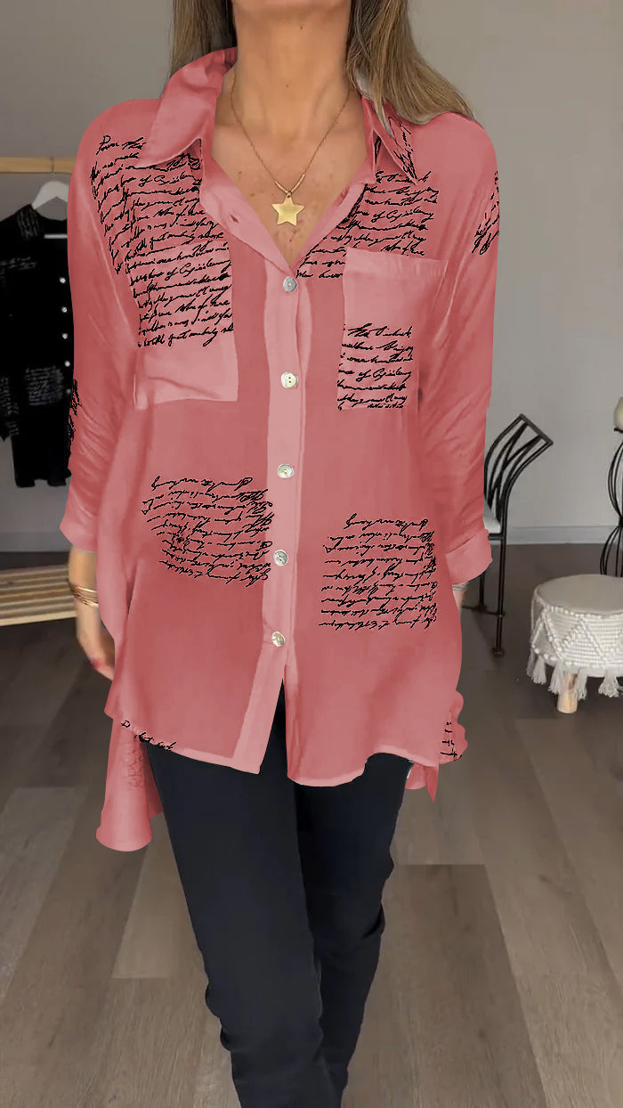 Chic Script Blouse Elegance