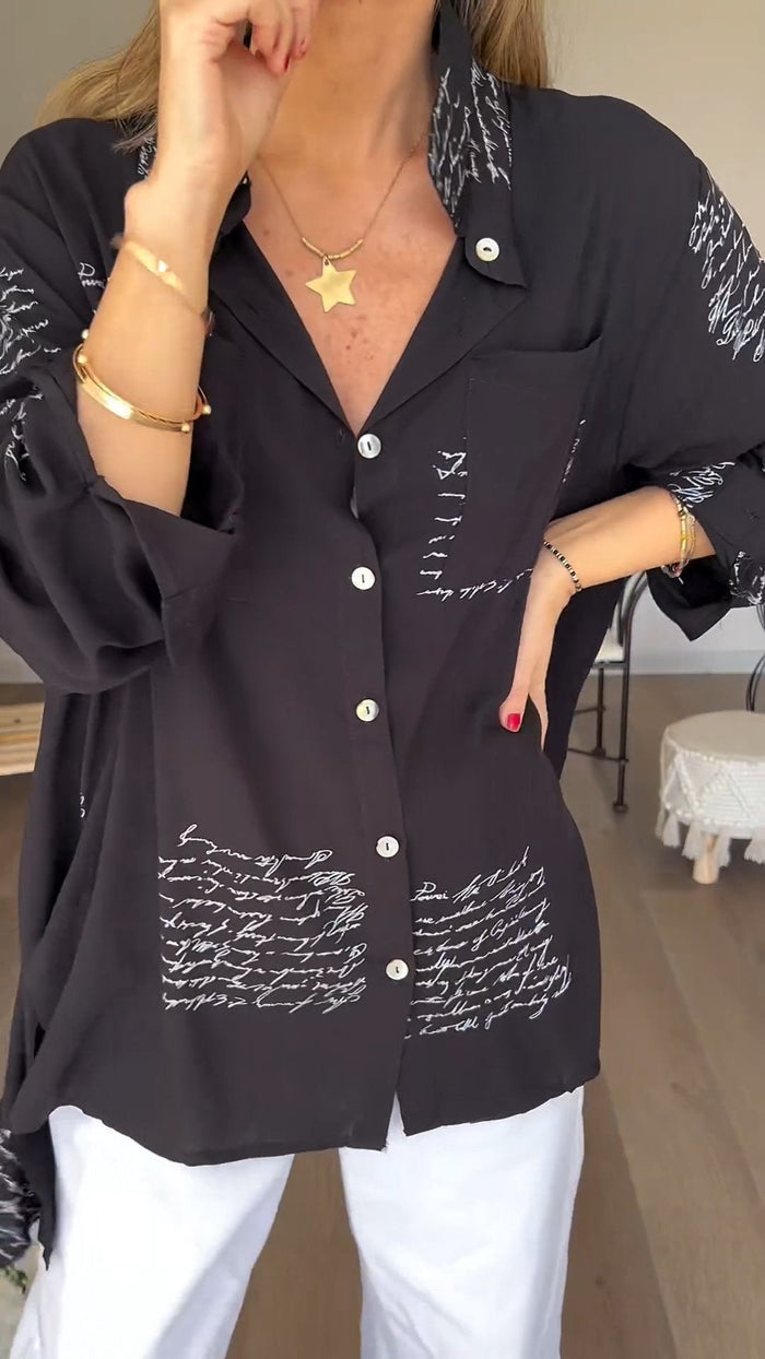 Chic Script Blouse Elegance