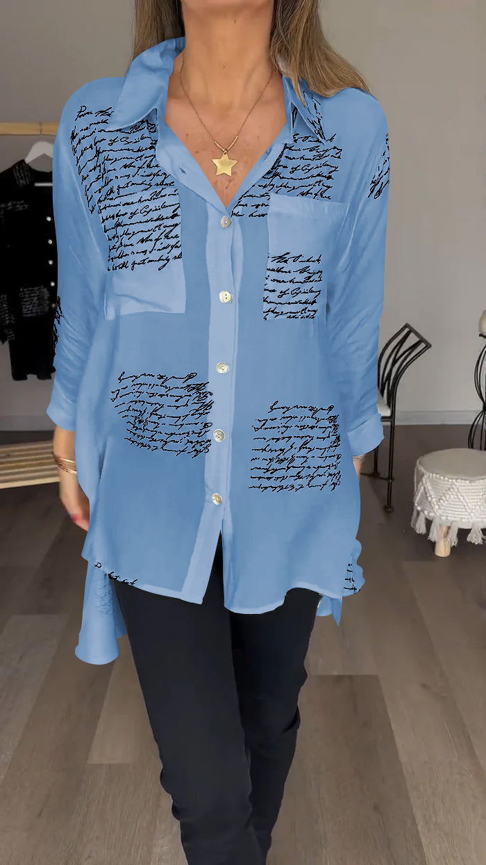 Chic Script Blouse Elegance