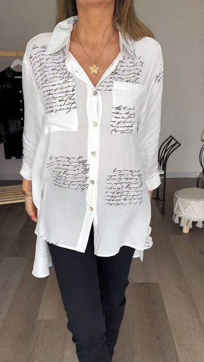 Chic Script Blouse Elegance