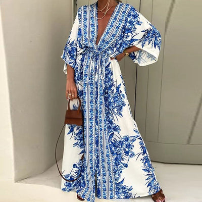 Elegant Maxi Dress with Flared Sleeves