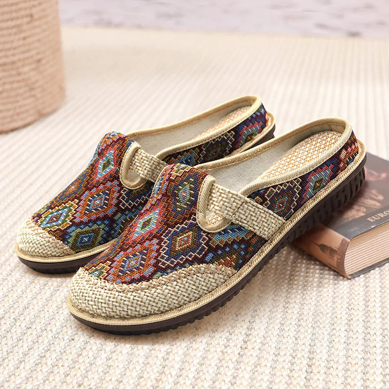 Embroidered Linen Slippers - Say Bye To Discomfort!