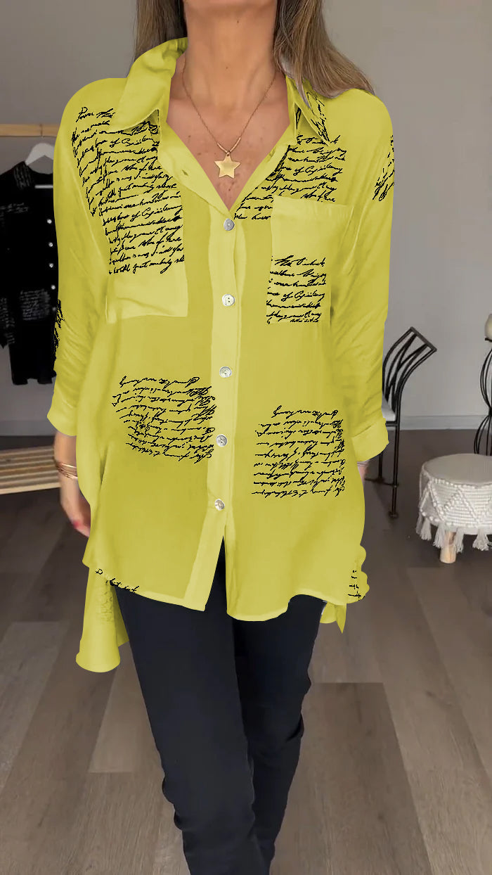 Chic Script Blouse Elegance