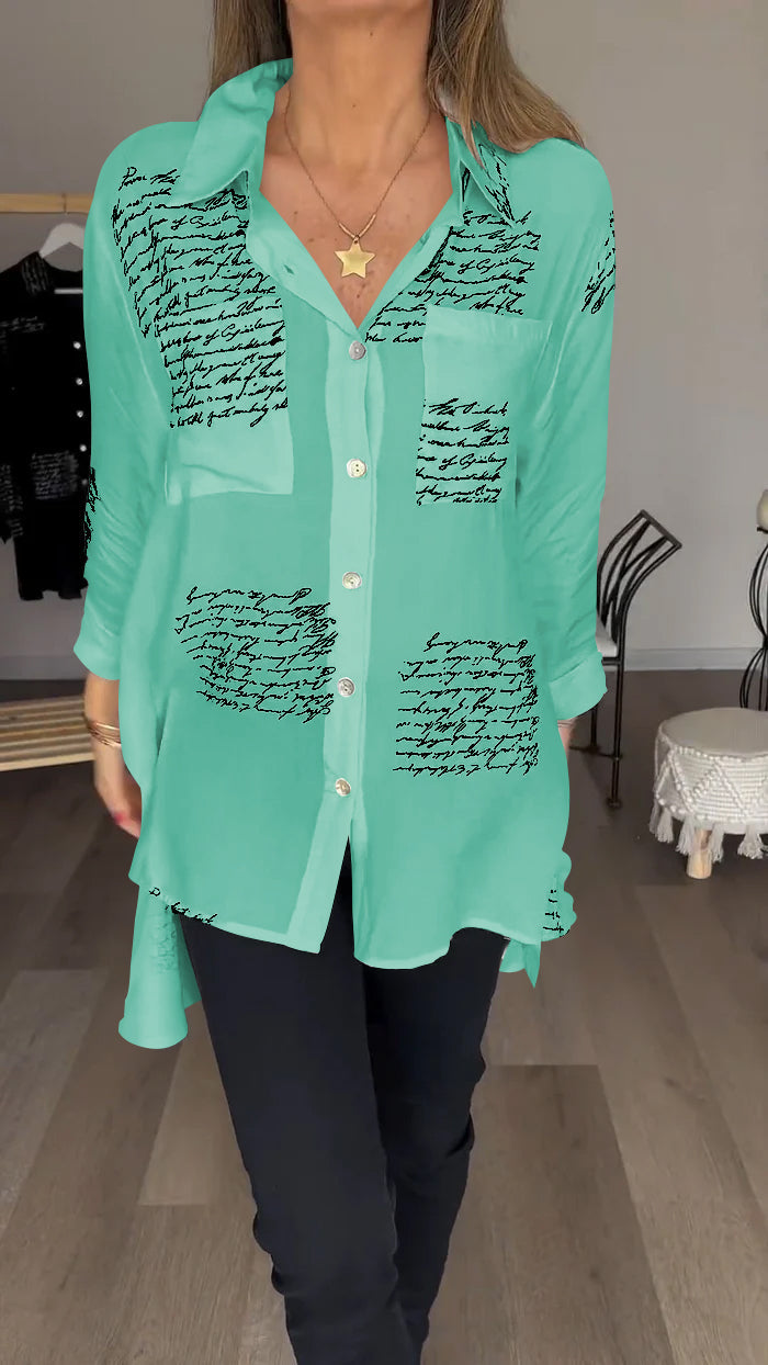 Chic Script Blouse Elegance