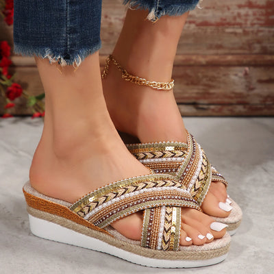 Bohemian Wedge Slippers