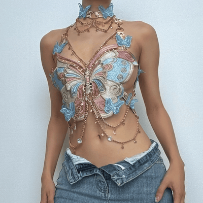 Butterfly Chain Halter Top