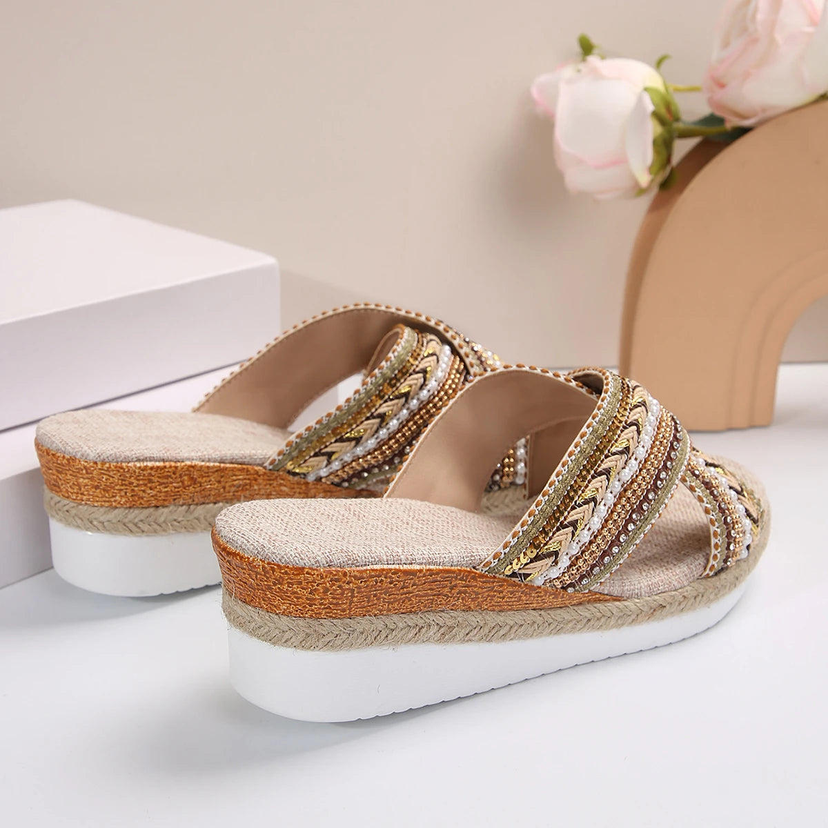 Bohemian Wedge Slippers