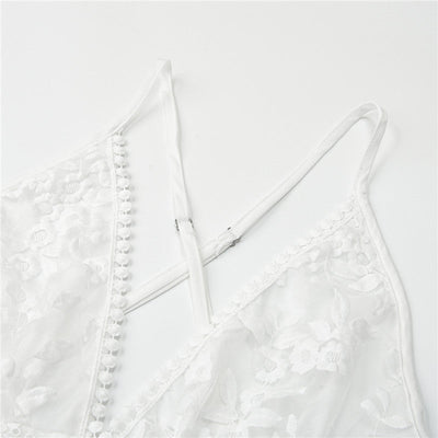 Reina Romantic Lace Dress | Elegant White Embroidered Mini Dress