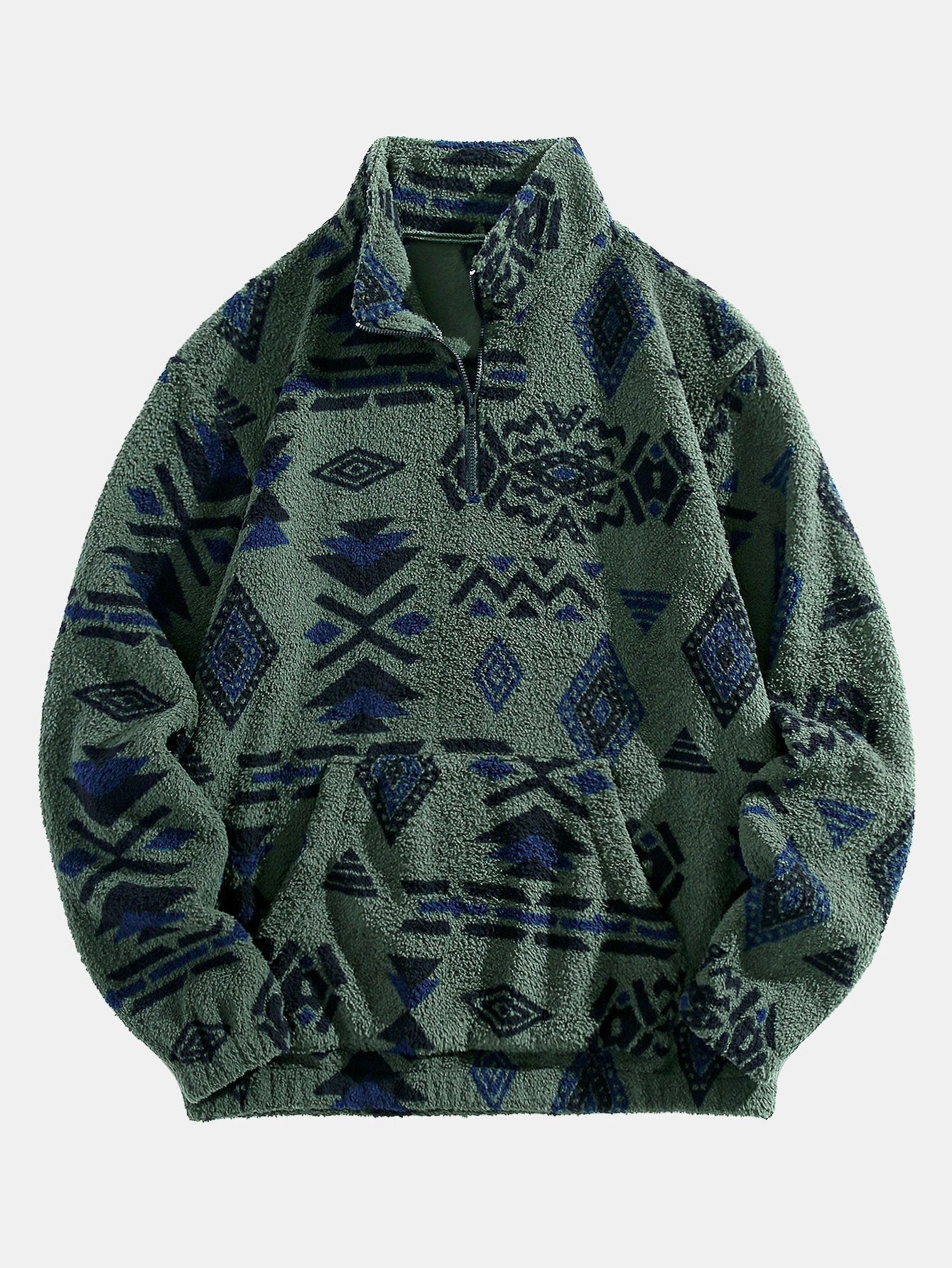 Quarter Zip Aztec Print Teddy Sweatshirt – Cozy, Stylish & Trendy