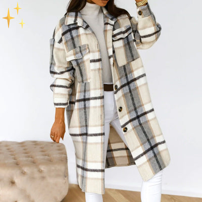 Luna | Lightweight Plaid Spring Midi Coat – Perfect for Breezy Days