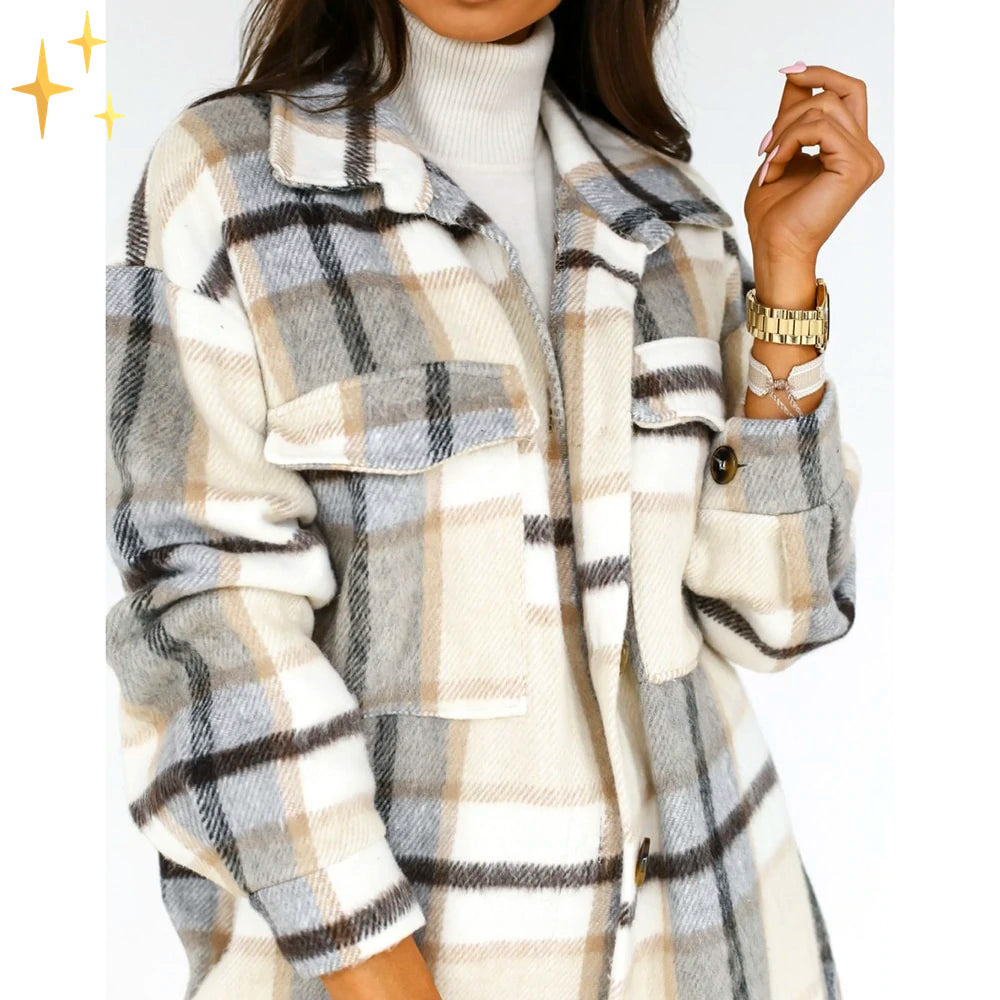 Luna | Lightweight Plaid Spring Midi Coat – Perfect for Breezy Days