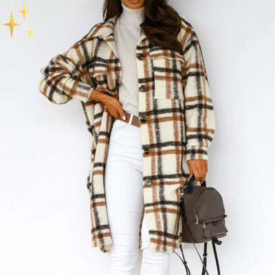 Luna | Lightweight Plaid Spring Midi Coat – Perfect for Breezy Days