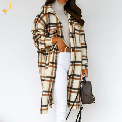 Luna | Lightweight Plaid Spring Midi Coat – Perfect for Breezy Days