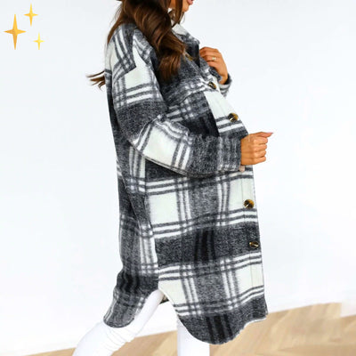 Luna | Lightweight Plaid Spring Midi Coat – Perfect for Breezy Days