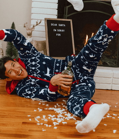 Blue Reindeer Onesie | Christmas Holiday Jumpsuit for Men