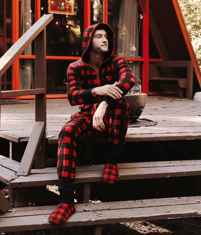 Men's Buffalo Plaid Christmas Onesie