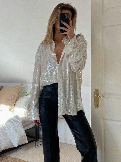 GlitteryDress™: Sparkly Oversized Blouse for Women - Party Ready & Stylish