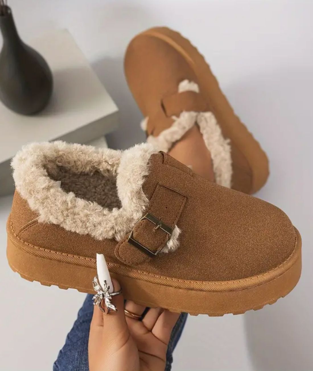 Cozy Indian Moccasins with Buckle | Warm Lined Slip-Ons for Women