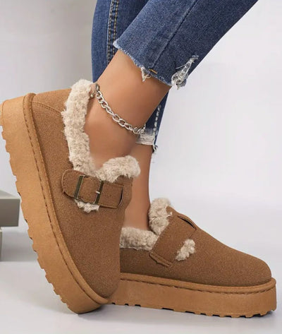 Cozy Indian Moccasins with Buckle | Warm Lined Slip-Ons for Women