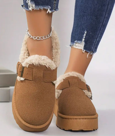 Cozy Indian Moccasins with Buckle | Warm Lined Slip-Ons for Women