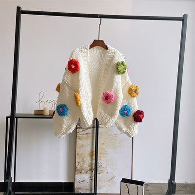 Chunky Daisy Cropped Cardigan - Make A Statement This Summer!