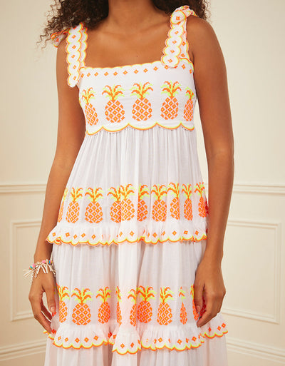 Pineapple Cross Stitch Athens Dress – Handcrafted Elegance for Every Occasion