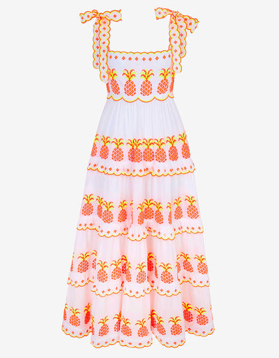 Pineapple Cross Stitch Athens Dress – Handcrafted Elegance for Every Occasion