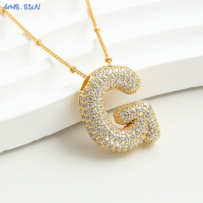 Diamond Bubble - Initial Necklace