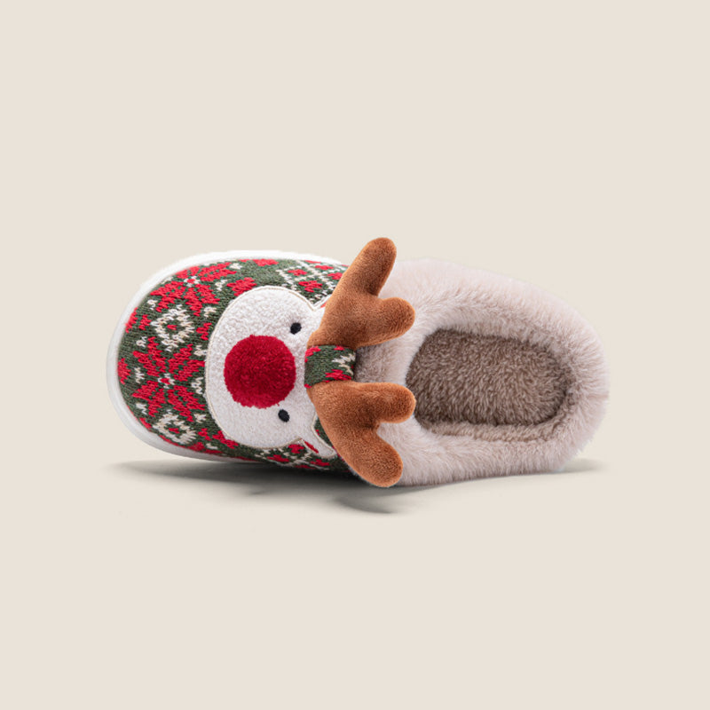 Adorable Christmas Slippers with Reindeer Design and Anti-Slip Sole