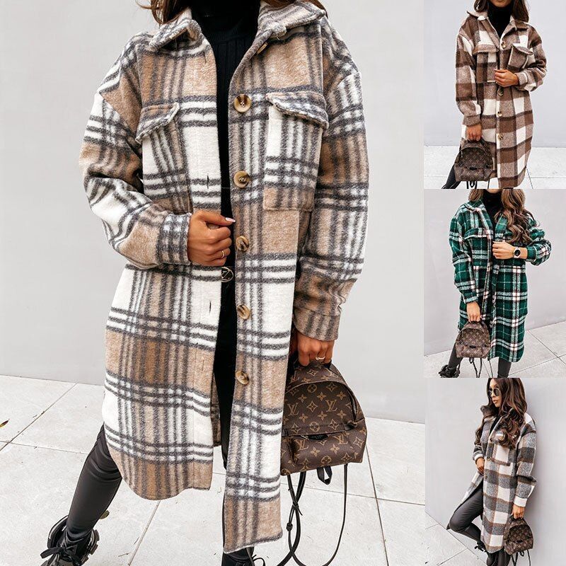 Joanne Wool Coat | Long & Stylish Plaid Winter Jacket