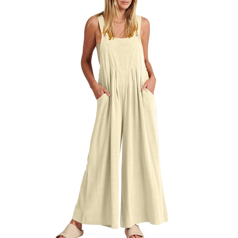 Women's Sleeveless Jumpsuit with Wide-Leg Pants – Casual and Chic