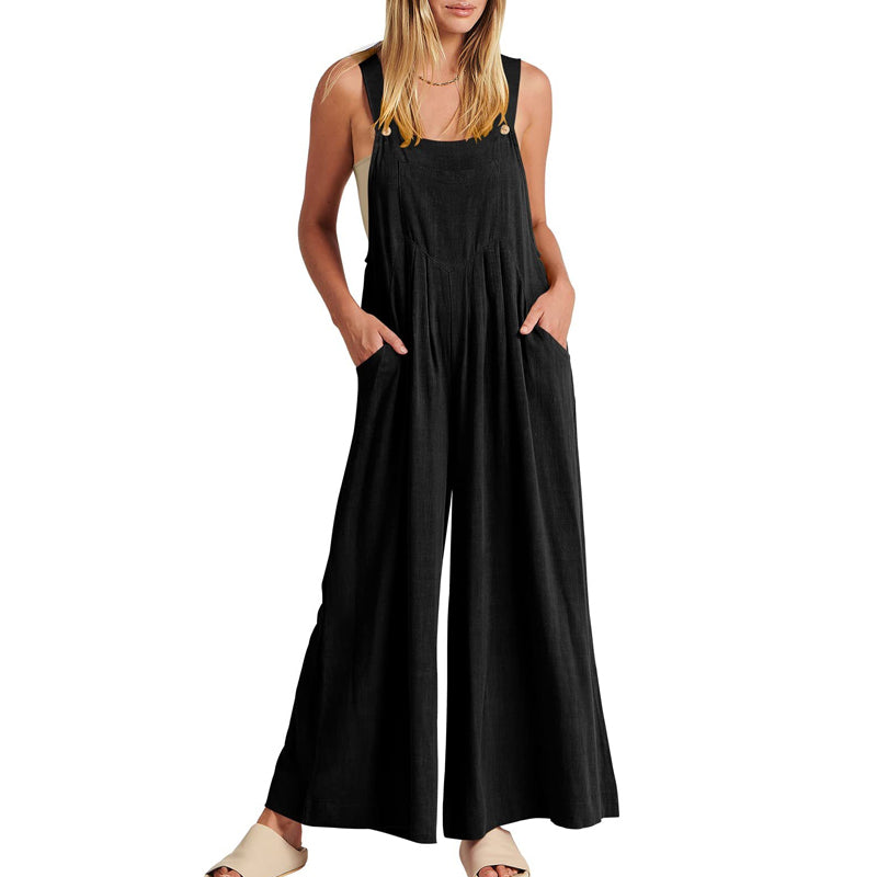 Women's Sleeveless Jumpsuit with Wide-Leg Pants – Casual and Chic