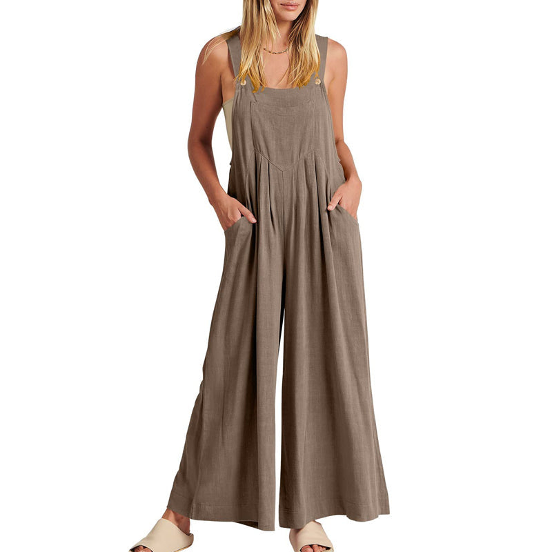 Women's Sleeveless Jumpsuit with Wide-Leg Pants – Casual and Chic