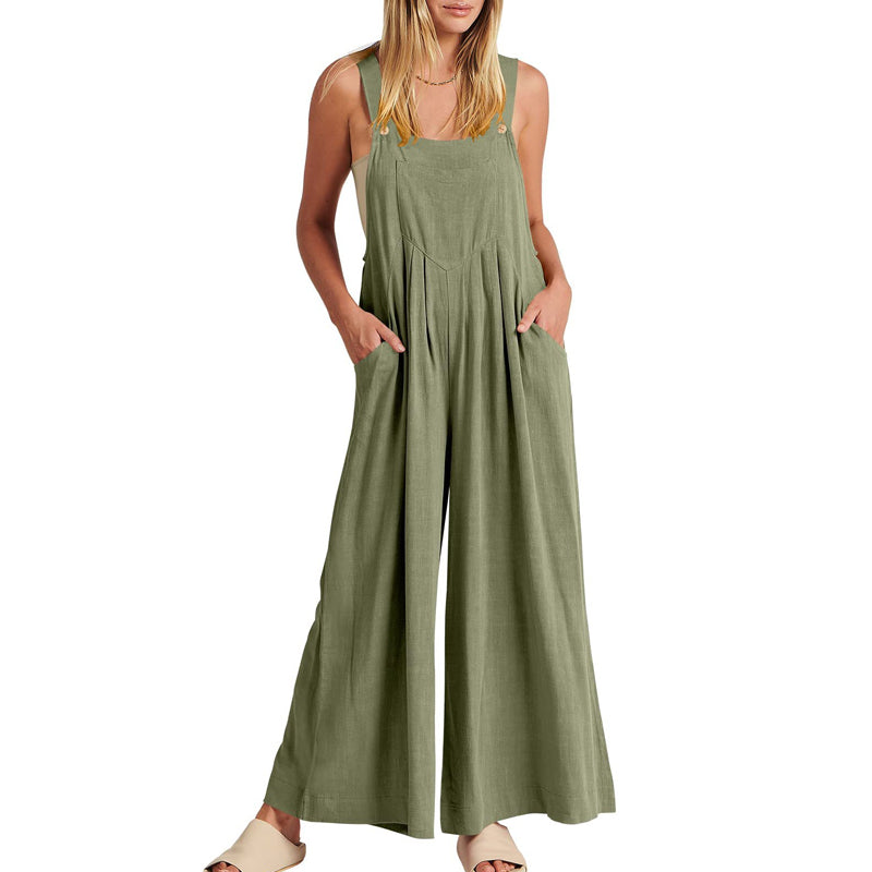 Women's Sleeveless Jumpsuit with Wide-Leg Pants – Casual and Chic