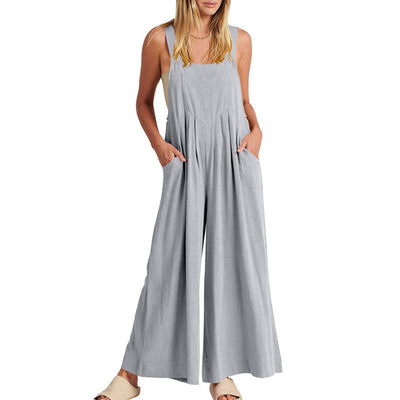 Women's Sleeveless Jumpsuit with Wide-Leg Pants – Casual and Chic