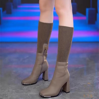 Knit High-Heel Boots – Stylish, Comfortable & Trendy