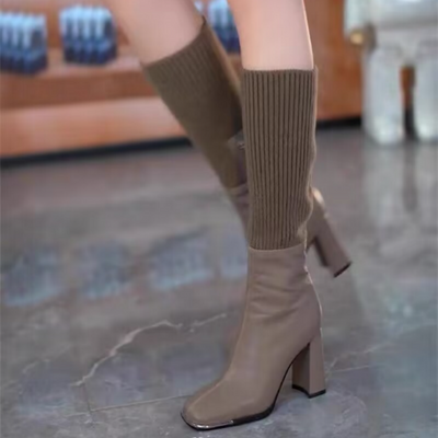 Knit High-Heel Boots – Stylish, Comfortable & Trendy