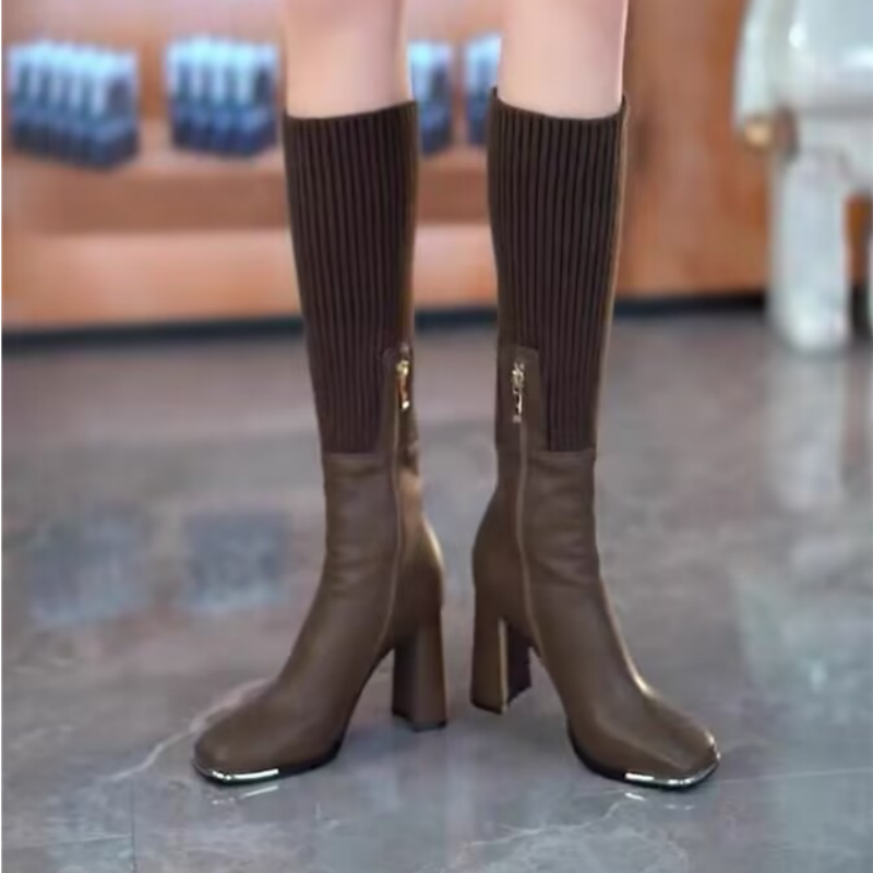 Knit High-Heel Boots – Stylish, Comfortable & Trendy