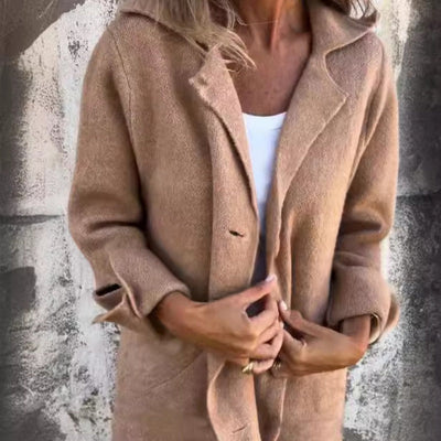 Margaret Cozy Solid Color Mid-Length Jacket for Everyday Comfort