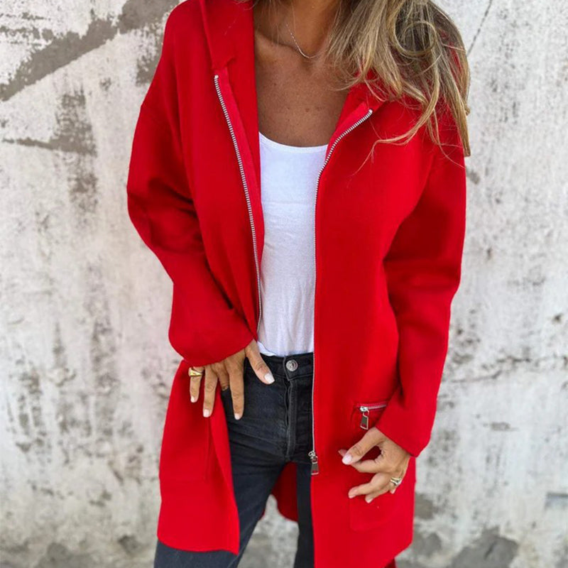 Casual Fashion Long Sleeve Zip-Up Hooded Sweatshirt Jacket - Perfect for Autumn