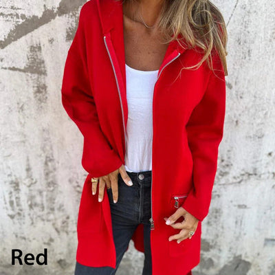 Casual Fashion Long Sleeve Zip-Up Hooded Sweatshirt Jacket - Perfect for Autumn