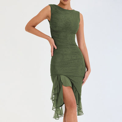 Elegant Ruffle Midi Dress